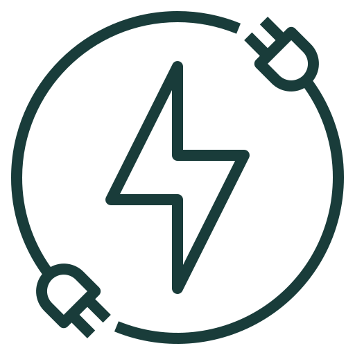 Electrical handyman services in Dublin icon: lightning bolt within a circle with plugs.